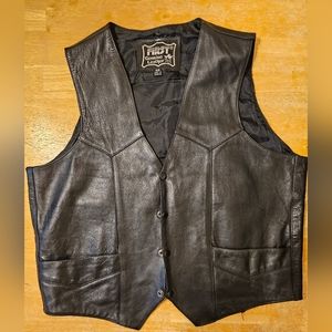 First Manufacturing Gambler Men's Leather Motorcycle Vest Size 48